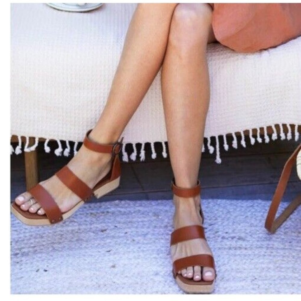 Emerson Fry Resort Wear Size 36 Clog Wedge Slides Shoe Brown Leather Women’s